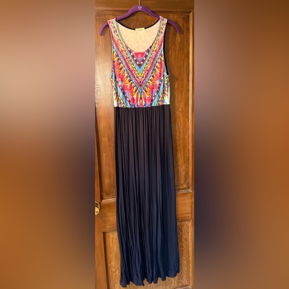 12PM by Mon Ami Multi Colored Maxi Dress - Picture 1 of 9